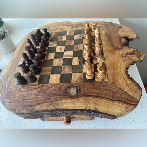 Other - Rustic Wood Carved Chess Set